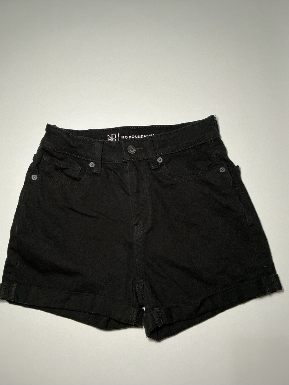 No Boundaries Black Cuffed High-Rise Denim Shorts